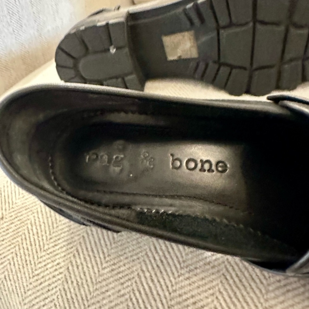 rag & bone Classic Shiloh Black Leather Lug Sole Loafers - Picture 7 of 7